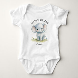 “Ik Ben Zacht En Sterk” Mooie Olifant Baby Shower Romper