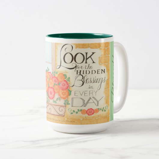 IK BEN Zalig! - Verborgen Zegeningen Koffie Mok (Voorkant rechts)