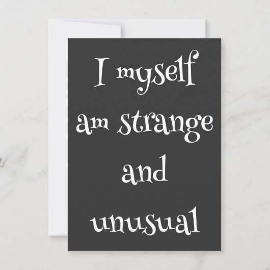 Ik ben zelf vreemd en ongewoon kaart (Voorkant)