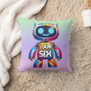 Ik ben zes robot voor kinderen 6e verjaardag tech  kussen