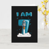 IK BEN ZEVEN JAAR OUDE 7e verjaardag Jongen Ruimte Kaart (Gele Bloem)