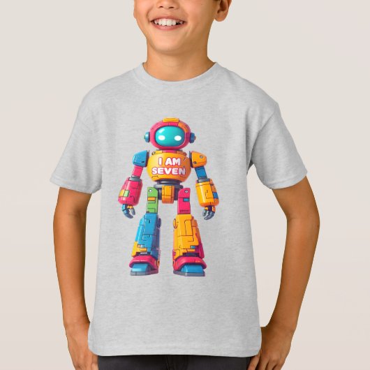 Ik ben zeven robot voor kinderen 7e verjaardag rob t-shirt (Voorkant)