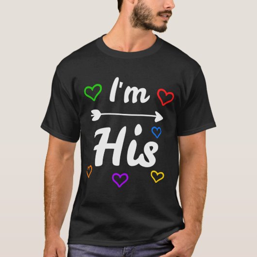 Ik ben zijn Hes Mine Gay Pride LGBT Couple T-shirt (Voorkant)