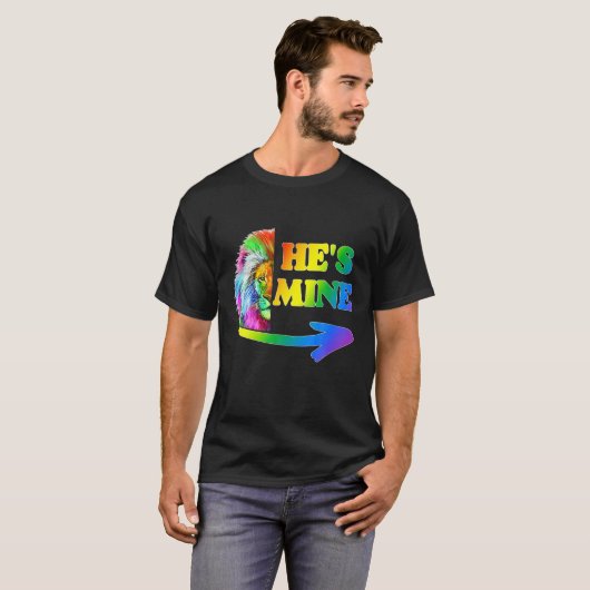 Ik ben zijn homepage Rainbow Lion LGBT Val T-shirt (Voorkant volledig)
