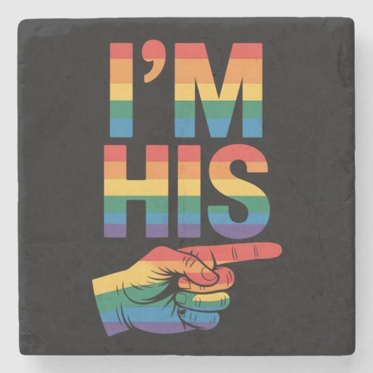 Ik ben zijn homo koppel dat LGBTQ Pride evenaart Stenen Onderzetter (Voorkant)