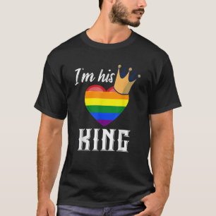 Ik ben zijn koning LGBTQ Rainbow Heart Gay vriendj T-shirt