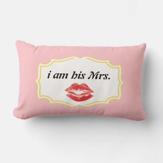 Ik ben zijn Mrs. Pink Red Lips Pillow. Kussen (Voorkant)
