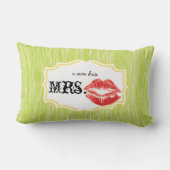 Ik ben zijn Mrs Red Lips Aqua en Limoen Texture Pi Kussen (Achterkant)