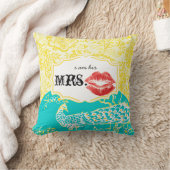Ik ben zijn Mrs Red Lips  Floral Peacock Kussen (Deken)