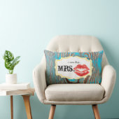 Ik ben zijn Mrs Red Lips Old Barn Wood Aqua Pillow Kussen (Stoel)