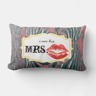 Ik ben zijn Mrs Red Lips Old Barn Wood Mauve Pillo Kussen