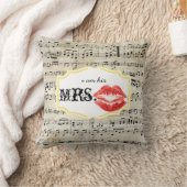 Ik ben zijn Mrs Red Lips Yellow  Sheet Music Kussen (Deken)