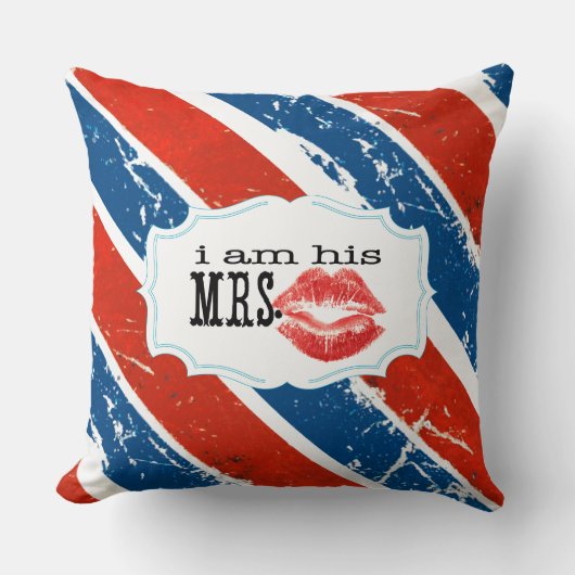 Ik ben zijn Mrs. Red White Blue Lips Kussen (Voorkant)