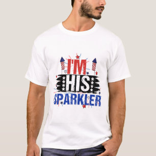 Ik ben zijn Sparkler 4 juli matchende koppels T-shirt