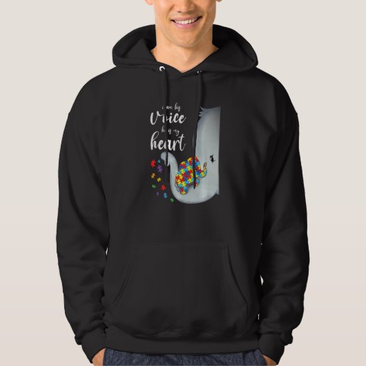 Ik ben zijn stem Elephant Mam Autism Child Awarene Hoodie (Voorkant)
