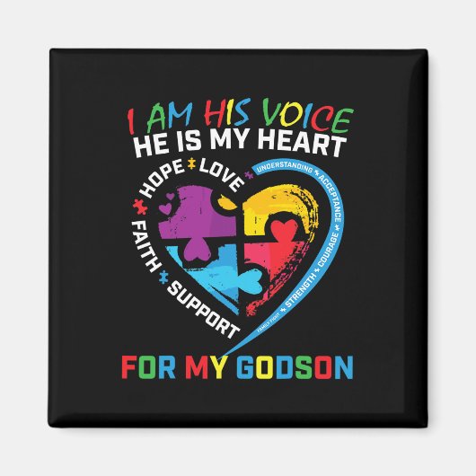 Ik ben zijn stem Godson Autisme Awareness Godmoede Magneet (Voorkant)