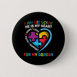 Ik ben zijn stem Godson Autisme Awareness Godmoede Ronde Button 5,7 Cm