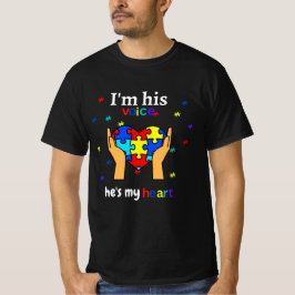 Ik ben zijn stem, hij is mijn hart Autism Awarenes T-shirt