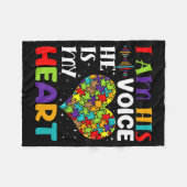 Ik ben zijn stem. Hij is mijn hart autisme bewustz Fleece Deken (Voorkant (Horizontaal))