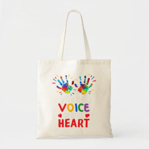Ik ben zijn stem, hij is mijn hart autisme bewustz tote bag