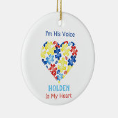 Ik ben zijn stem Hij is mijn hart Autisme Bewustzi Keramisch Ornament (Rechts)