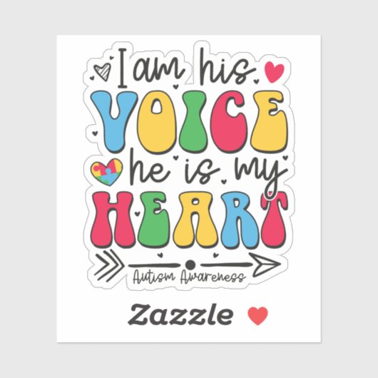 Ik ben zijn stem, hij is mijn hart, autisme mam sticker (Vel)