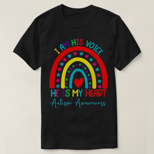 Ik ben zijn stem, hij is mijn hart autisme rui t-shirt (Design voorkant)