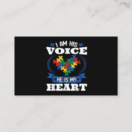 Ik ben zijn stem. Hij is mijn hart autisme. Visitekaartje (Voorkant)