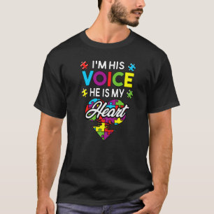 Ik ben zijn stem hij is mijn hart grappige moeder  t-shirt