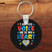 Ik ben zijn stem. Hij is mijn hartautisme bewustzi Sleutelhanger (Achterkant)
