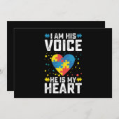 Ik ben zijn stem. Hij is mijn hartautisme mama pap Kaart (Voorkant / Achterkant)