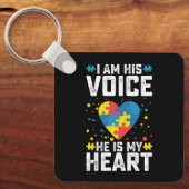 Ik ben zijn stem. Hij is mijn hartautisme mama pap Sleutelhanger (Voorkant)