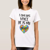 Ik ben zijn stem hij is mijn Heart Autism Mam Quot T-shirt (Voorkant)