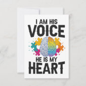 Ik ben zijn stem Hij is mijn Heart Autisme Awarene Bedankkaart (Voorkant)