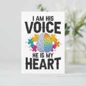 Ik ben zijn stem Hij is mijn Heart Autisme Awarene Bedankkaart (Staand voorkant)