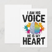 Ik ben zijn stem Hij is mijn Heart Autisme Awarene Bedankkaart (Voorkant / Achterkant)