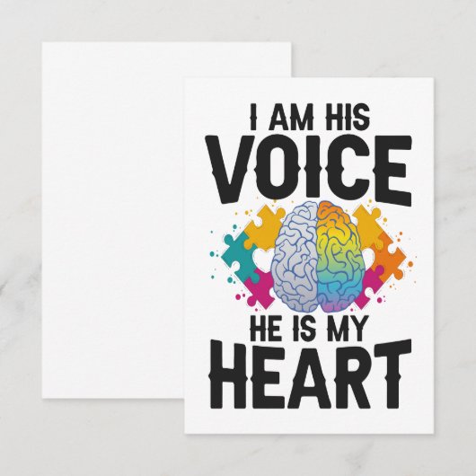 Ik ben zijn stem Hij is mijn Heart Autisme Awarene Bedankkaart (Voorkant / Achterkant)