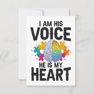Ik ben zijn stem Hij is mijn Heart Autisme Awarene Bedankkaart