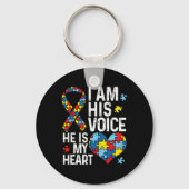 Ik ben z'n stem. Hij is mijn hart autisme. Sleutelhanger (Voorkant)