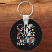 Ik ben z'n stem. Hij is mijn hart autisme. Sleutelhanger (Voorkant)