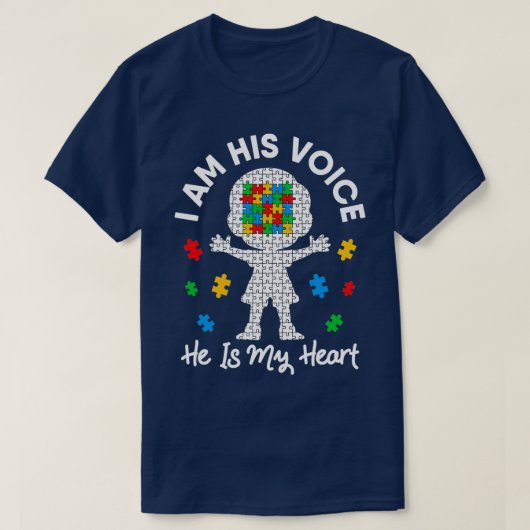 Ik ben z'n stem. Hij is m'n hart autisme. T-shirt (Design voorkant)