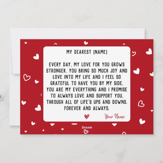 Ik ben zo blij dat ik goed heb gedraaid, romantisc feestdagenkaart (Achterkant)