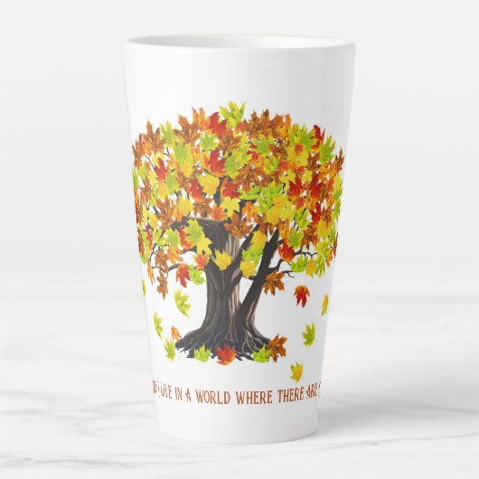 Ik ben zo blij dat ik in een wereld leef. latte mok (Voorkant)