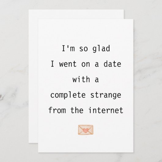 Ik ben zo blij dat ik op een afspraakje ging, Funn Feestdagenkaart (Voorkant / Achterkant)