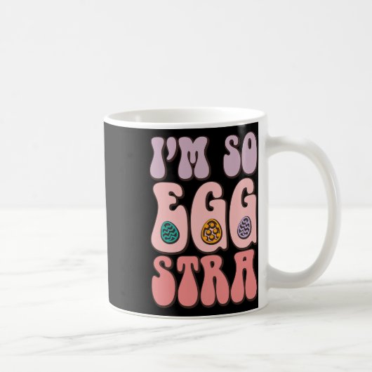 Ik ben zo Egg-stra Schattige Bunny Egg Hunt Retro  Koffiemok (Rechts)