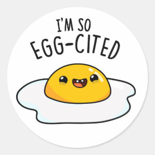 Ik ben zo Ei-citatiek Grappige Gebakken Ei Woordsp Ronde Sticker