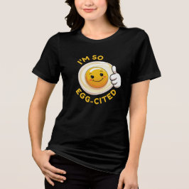 Ik ben zo Ei-Gespannen! Grappig Cute Ei Woordspeli Tri-Blend Shirt