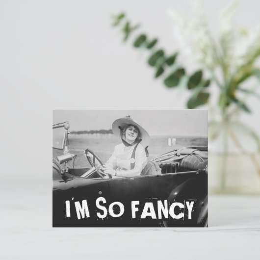 IK BEN ZO FANCY  VROUW IN AUTO-Briefkaarten Briefkaart (Staand voorkant)