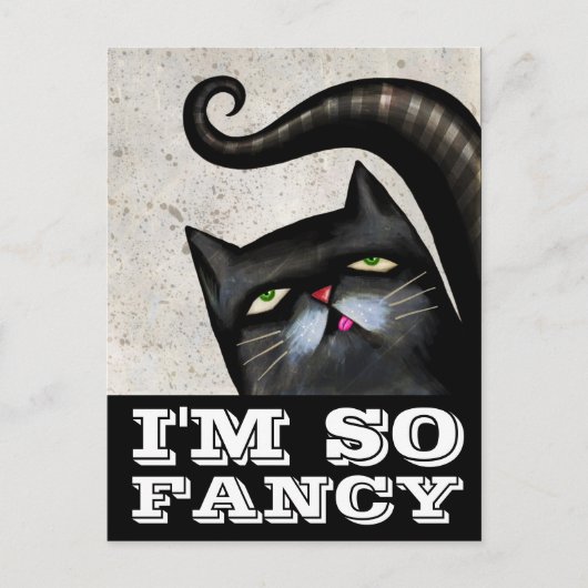 IK BEN ZO FANCY ZWARTE CAT ART BRIEFKAARTEN (Voorkant)