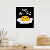 Ik ben zo geletterd Funny Egg Pun Dark BG Poster (Keuken)